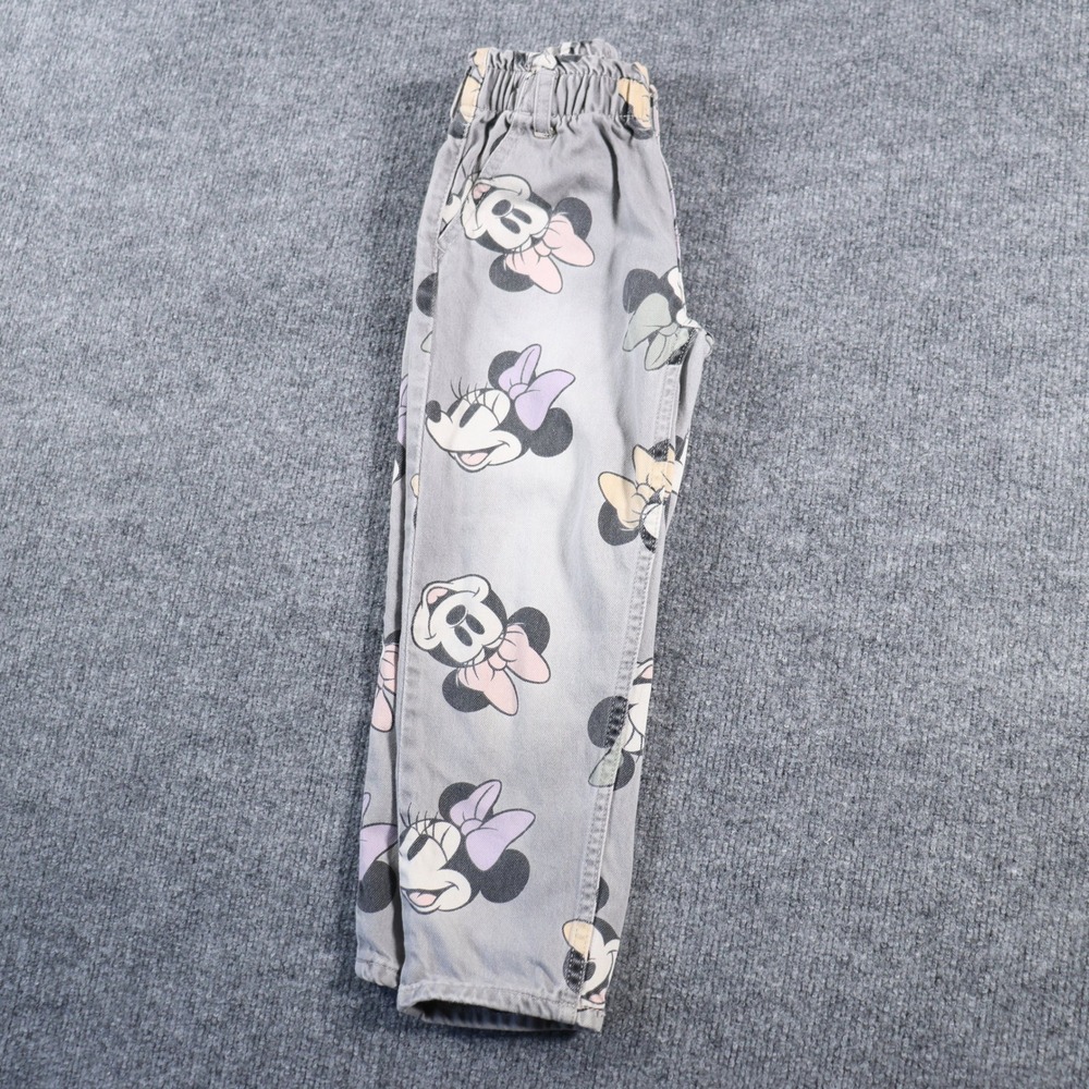 H&M Disney Minnie Mouse Grey Adjustable Waist Paperbag Pants 5T Kids Snap Mickey